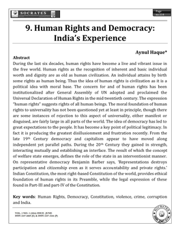 9. Human Rights and Democracy: India’S Experience