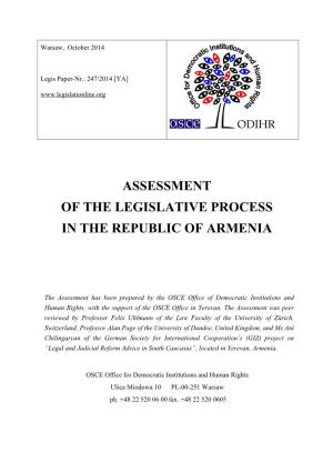 Assessment of the Legislative Process in the Republic of Armenia