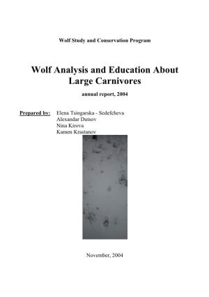 Wolf Analysis and Education About Large Carnivores