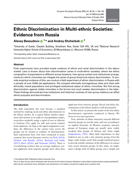 Ethnic Discrimination in Multi-Ethnic Societies: Evidence from Russia