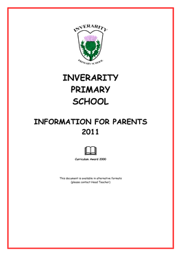 Inverarity Primary School Information for Parents 2011