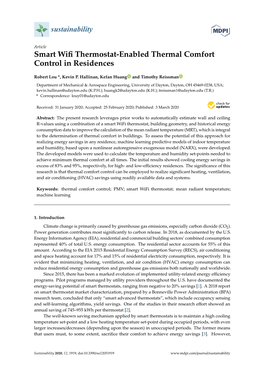 Smart Wifi Thermostat-Enabled Thermal Comfort Control in Residences