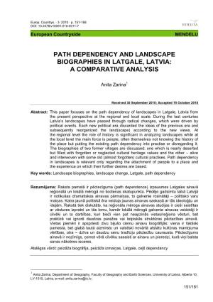Path Dependency and Landscape Biographies in Latgale, Latvia: a Comparative Analysis