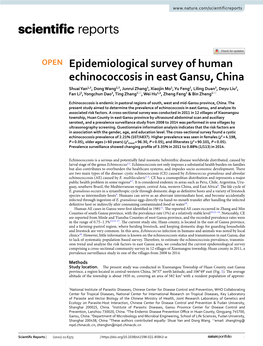 Epidemiological Survey of Human Echinococcosis in East Gansu, China