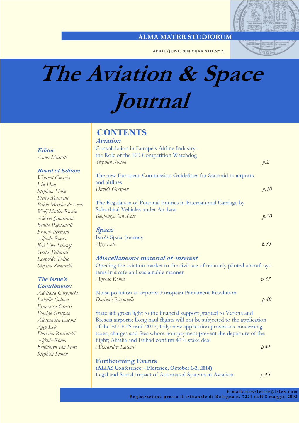 The Aviation & Space Journal Year XIII No 2 April