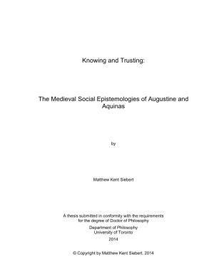 The Medieval Social Epistemologies of Augustine and Aquinas