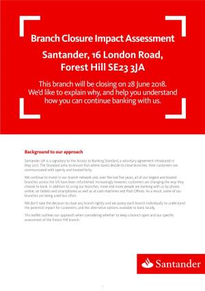 Branch Closure Impact Assessment Forest Hill