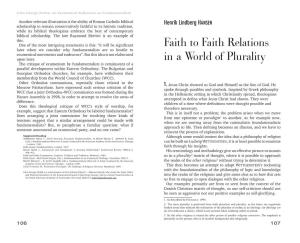 Henrik Lindberg HANSEN: Faith to Faith Relations in a World of Plurality