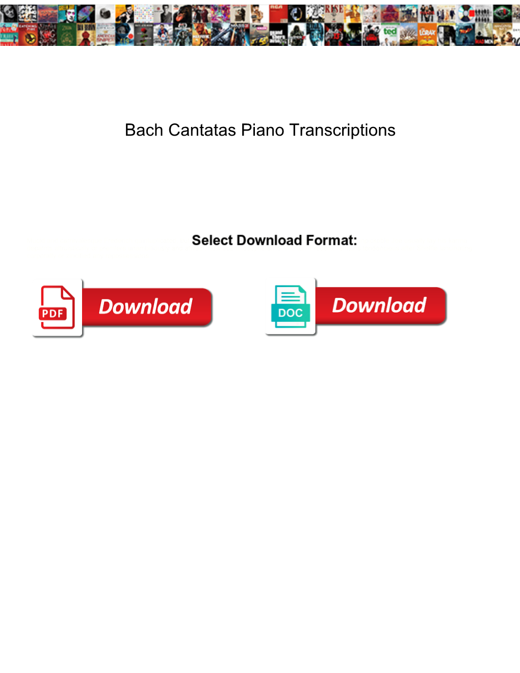 Bach Cantatas Piano Transcriptions