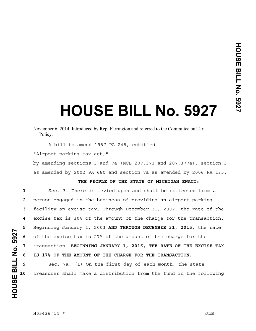 HOUSE BILL No. 5927 No