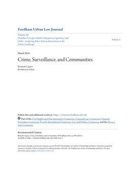 Crime, Surveillance, and Communities Bennett Ac Pers Brooklyn Law School
