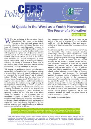 Al Qaeda in the West As a Youth Movement: the Power of a Narrative Olivier Roy