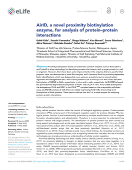 Airid, a Novel Proximity Biotinylation Enzyme, for Analysis of Protein