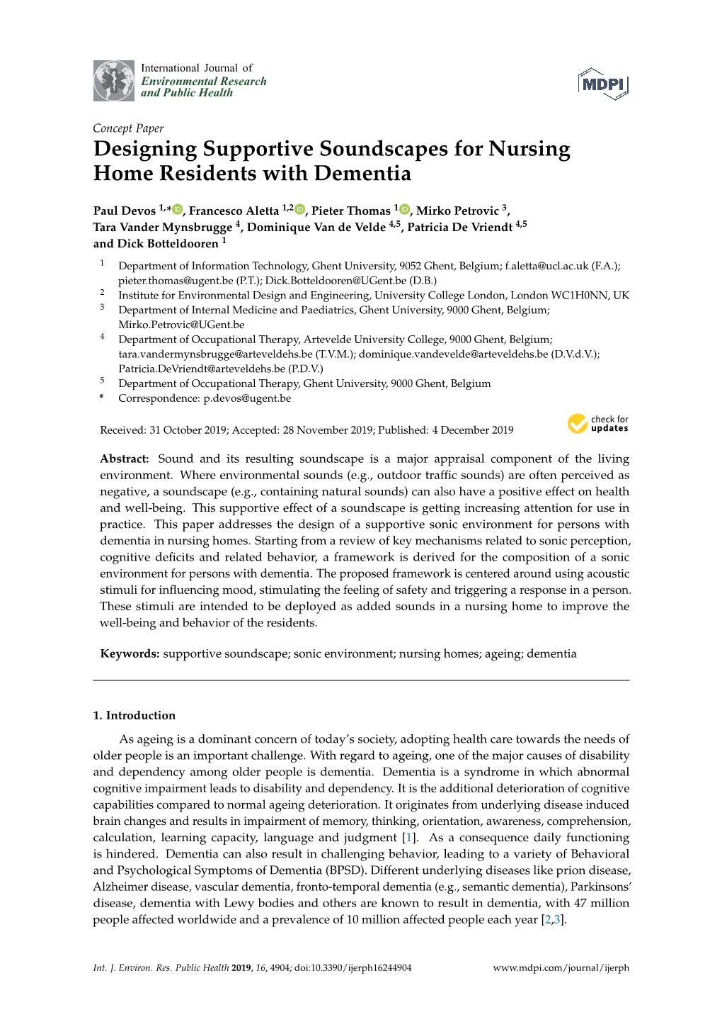 Designing Supportive Soundscapes for Nursing Home Residents with Dementia