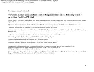 Supplementary Material Variations in Serum Concentrations of Selected Organochlorines Among Delivering Women of Argentina