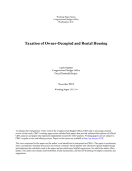 Taxation of Owner-Occupied and Rental Housing