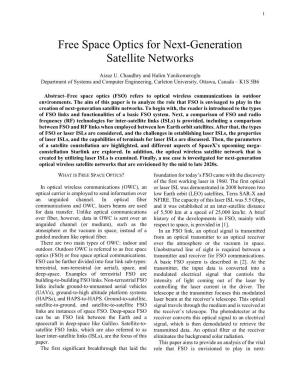Free Space Optics for Next-Generation Satellite Networks