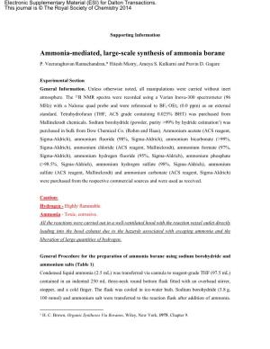 Ammonia-Mediated, Large-Scale Synthesis of Ammonia Borane P