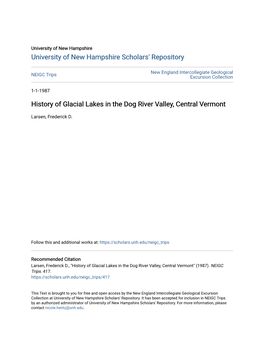 History of Glacial Lakes in the Dog River Valley, Central Vermont