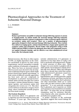 Pharmacological Approaches to the Treatment of Ischaemic Neuronal Damage