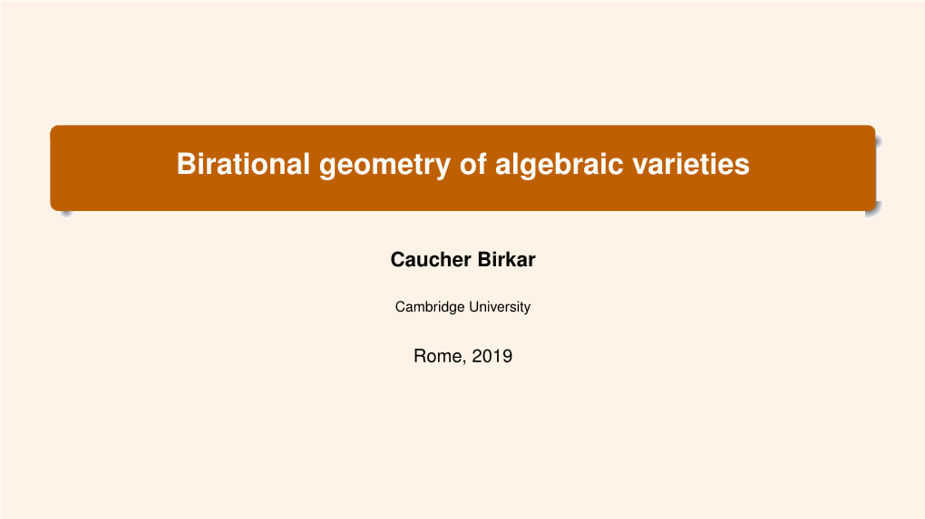 Birational Geometry of Algebraic Varieties