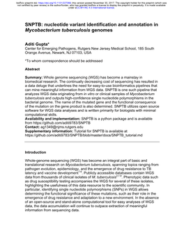 Nucleotide Variant Identification and Annotation in Mycobacterium Tuberculosis Genomes