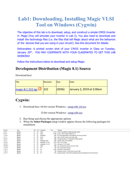 Lab1: Downloading, Installing Magic VLSI Tool on Windows (Cygwin)
