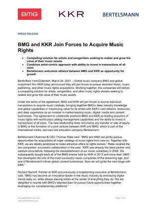BMG and KKR Join Forces to Acquire Music Rights