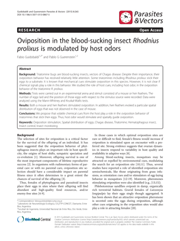 Oviposition in the Blood-Sucking Insect Rhodnius Prolixus Is Modulated by Host Odors Fabio Guidobaldi1,2* and Pablo G Guerenstein1,2
