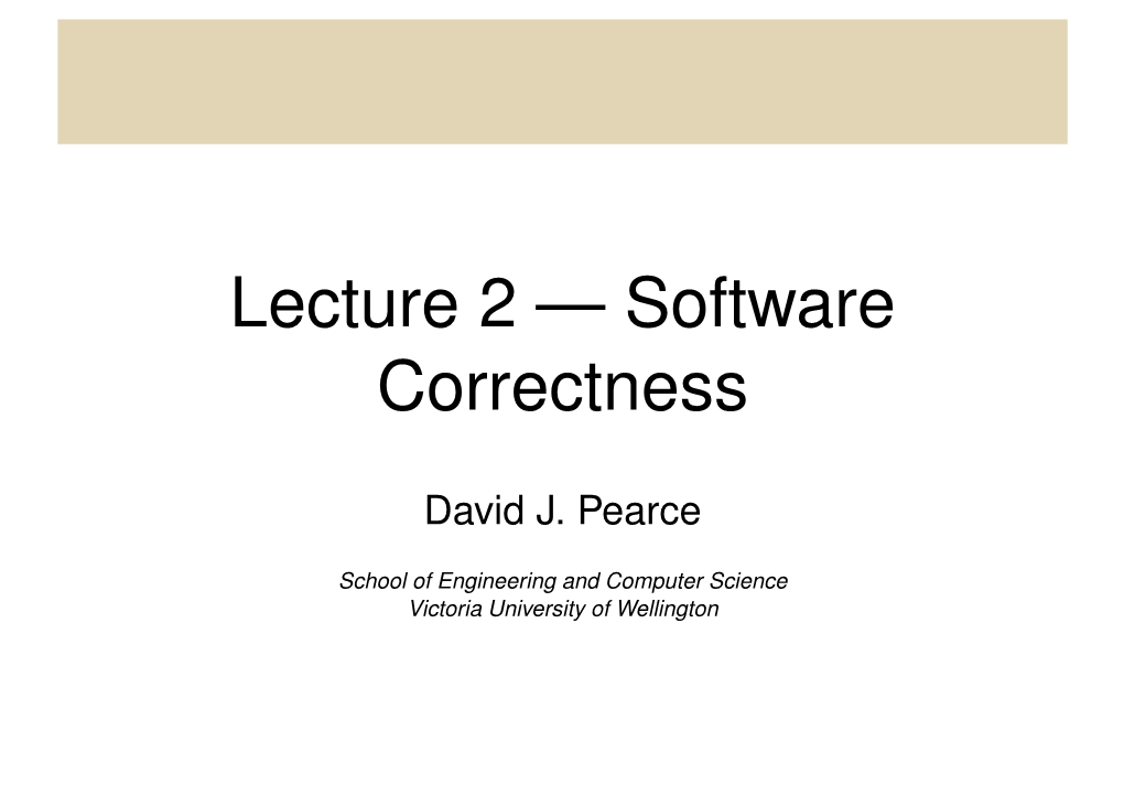 Lecture 2 — Software Correctness