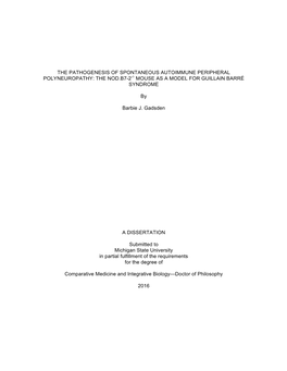 The Pathogenesis of Spontaneous Autoimmune Peripheral Polyneuropathy: the Nod.B7-2-/- Mouse As a Model for Guillain Barré Syndrome