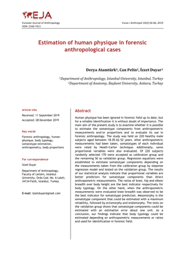 Estimation of Human Physique in Forensic Anthropological Cases