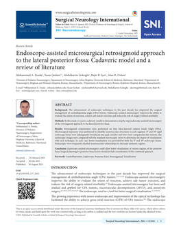 Endoscope-Assisted Microsurgical Retrosigmoid Approach to the Lateral Posterior Fossa: Cadaveric Model and a Review of Literature Mohammed A