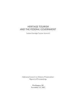 Heritage Tourism and the Federal Government