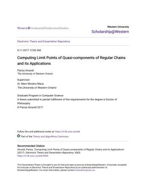 Computing Limit Points of Quasi-Components of Regular Chains and Its Applications