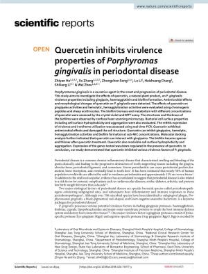 Quercetin Inhibits Virulence Properties of Porphyromas Gingivalis In