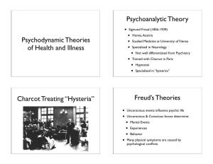 Psychodynamic Theories of Health and Illness Psychoanalytic Theory