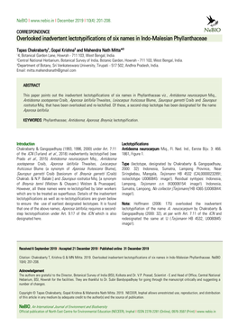 Overlooked Inadvertent Lectotypifications of Six Names in Indo-Malesian Phyllanthaceae