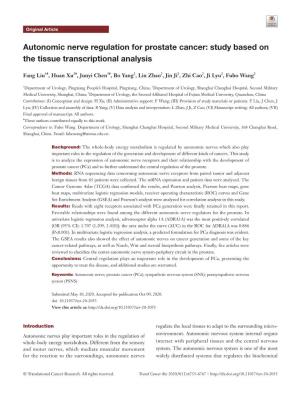 Autonomic Nerve Regulation for Prostate Cancer: Study Based on the Tissue Transcriptional Analysis