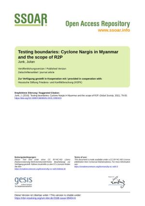 Testing Boundaries: Cyclone Nargis in Myanmar and the Scope of R2P Junk, Julian