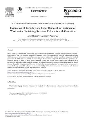 Evaluation of Turbidity and Color Removal in Treatment of Wastewater Containing Resistant Pollutants with Ozonation