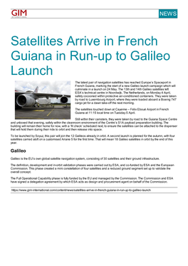 Satellites Arrive in French Guiana in Run-Up to Galileo Launch