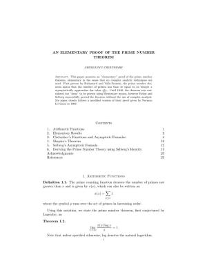 An Elementary Proof of the Prime Number Theorem
