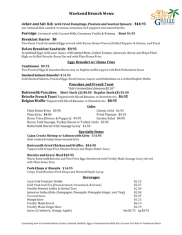 Weekend Brunch Menu