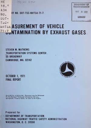 Measurement of Vehicle Contamination by Exhaust Gases