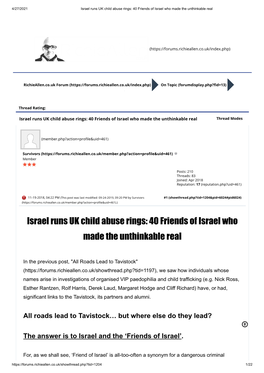 Israel Runs UK Child Abuse Rings: 40 Friends of Israel Who Made the Unthinkable Real