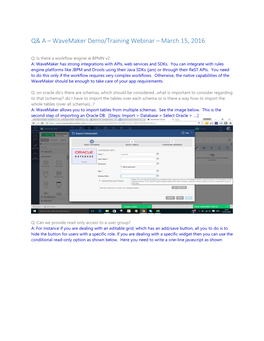 Q& a – Wavemaker Demo/Training Webinar – March 15, 2016