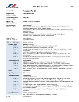 ISDC 2018 Schedule Thursday, May 24