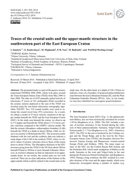 Traces of the Crustal Units and the Upper-Mantle Structure in the Southwestern Part of the East European Craton