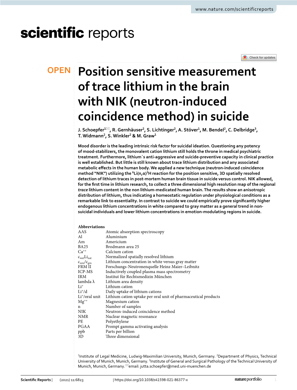 Position Sensitive Measurement of Trace Lithium in the Brain with NIK (Neutron‑Induced Coincidence Method) in Suicide J